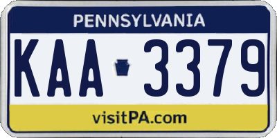 PA license plate KAA3379