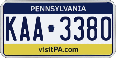 PA license plate KAA3380