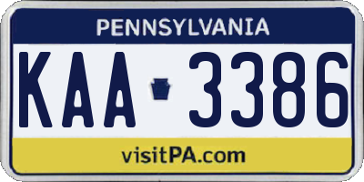 PA license plate KAA3386
