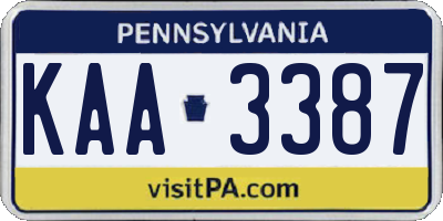 PA license plate KAA3387