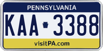 PA license plate KAA3388