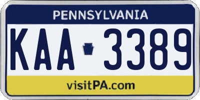 PA license plate KAA3389