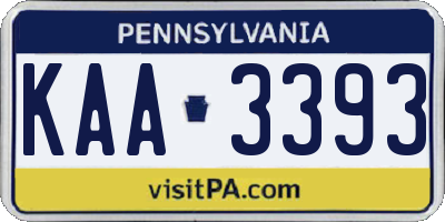 PA license plate KAA3393