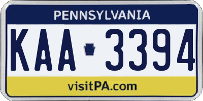 PA license plate KAA3394