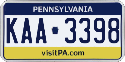 PA license plate KAA3398
