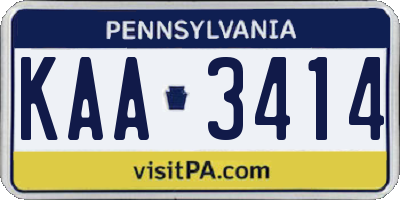 PA license plate KAA3414