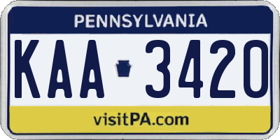 PA license plate KAA3420