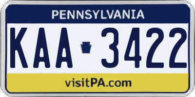 PA license plate KAA3422