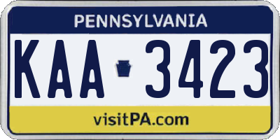 PA license plate KAA3423