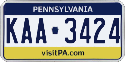 PA license plate KAA3424
