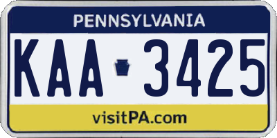 PA license plate KAA3425