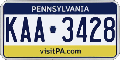 PA license plate KAA3428