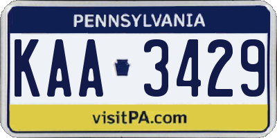 PA license plate KAA3429