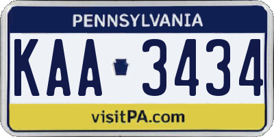 PA license plate KAA3434