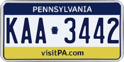 PA license plate KAA3442