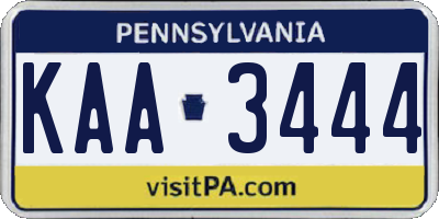 PA license plate KAA3444