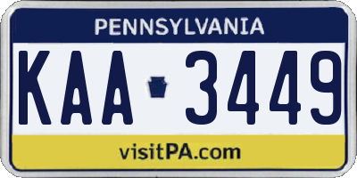 PA license plate KAA3449