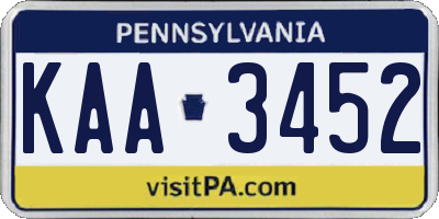 PA license plate KAA3452