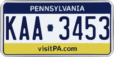 PA license plate KAA3453