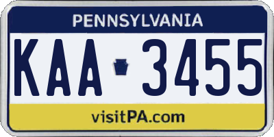 PA license plate KAA3455