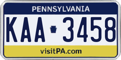 PA license plate KAA3458
