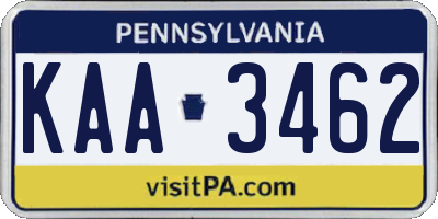 PA license plate KAA3462