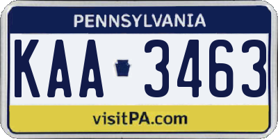 PA license plate KAA3463