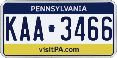 PA license plate KAA3466
