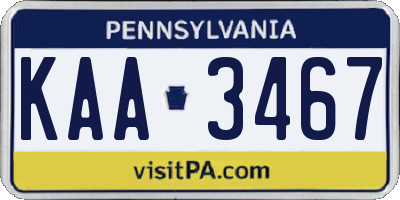 PA license plate KAA3467