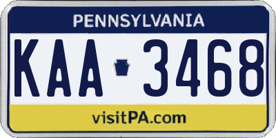 PA license plate KAA3468