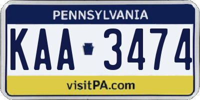 PA license plate KAA3474