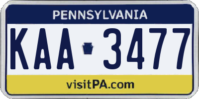 PA license plate KAA3477