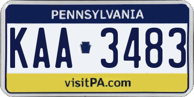 PA license plate KAA3483
