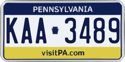 PA license plate KAA3489