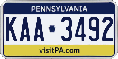PA license plate KAA3492