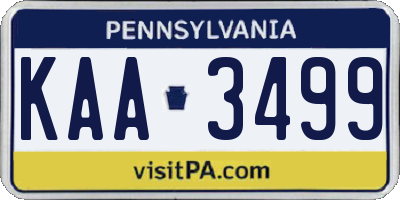 PA license plate KAA3499