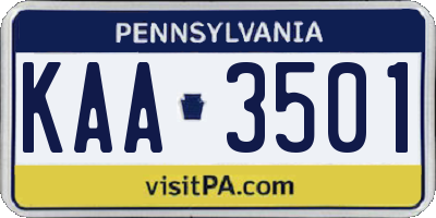 PA license plate KAA3501