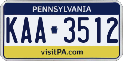PA license plate KAA3512