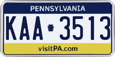 PA license plate KAA3513
