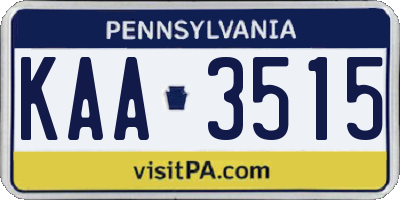 PA license plate KAA3515