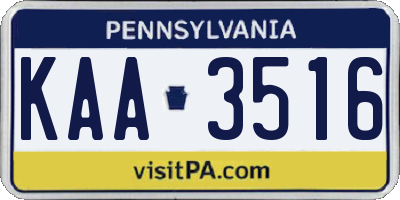 PA license plate KAA3516