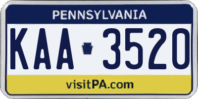 PA license plate KAA3520
