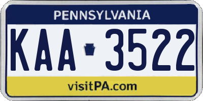 PA license plate KAA3522