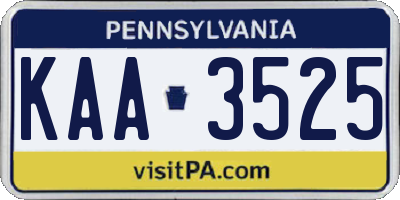 PA license plate KAA3525