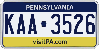 PA license plate KAA3526