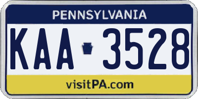 PA license plate KAA3528