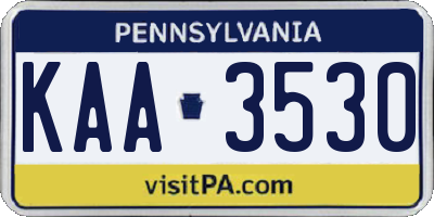 PA license plate KAA3530