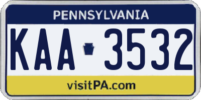 PA license plate KAA3532