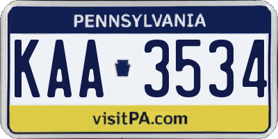 PA license plate KAA3534