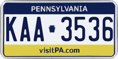PA license plate KAA3536
